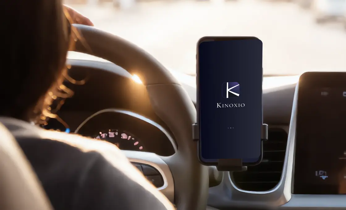 A Goweay driver's dashboard with the app mounted and ready